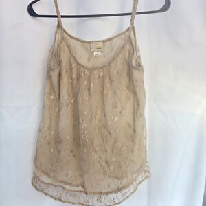 Buckle Daytrip Beige Floral Embroidered Tulle Mesh Tank Top Size Medium M
